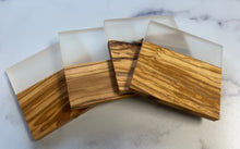 Load image into Gallery viewer, Resin and Olive Wood Coasters (set of 4) (6 color choices)
