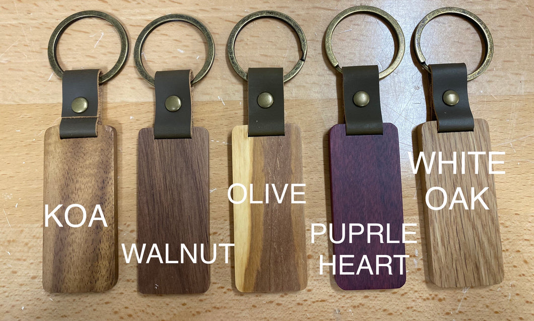 Wood Keychain (Koa, Olive, Purple Heart, White Oak, Walnut)